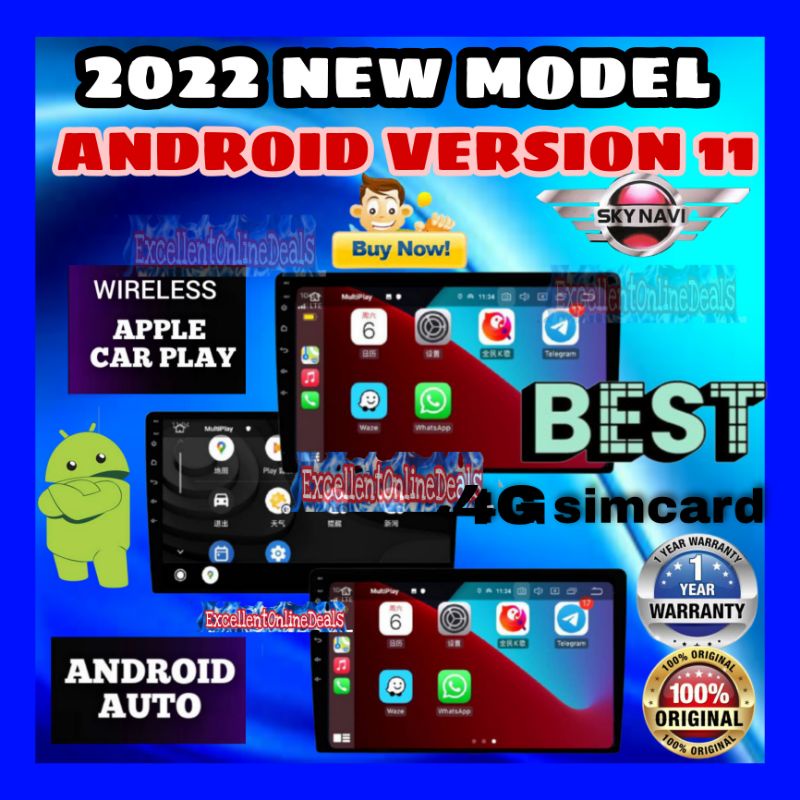 WIRELESS APPLE CAR PLAY+ ANDROID AUTO SKYNAVI 2022 LATEST MODEL ANDROID PLAYER