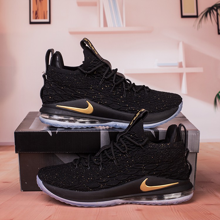 lebron james shoes gold and black