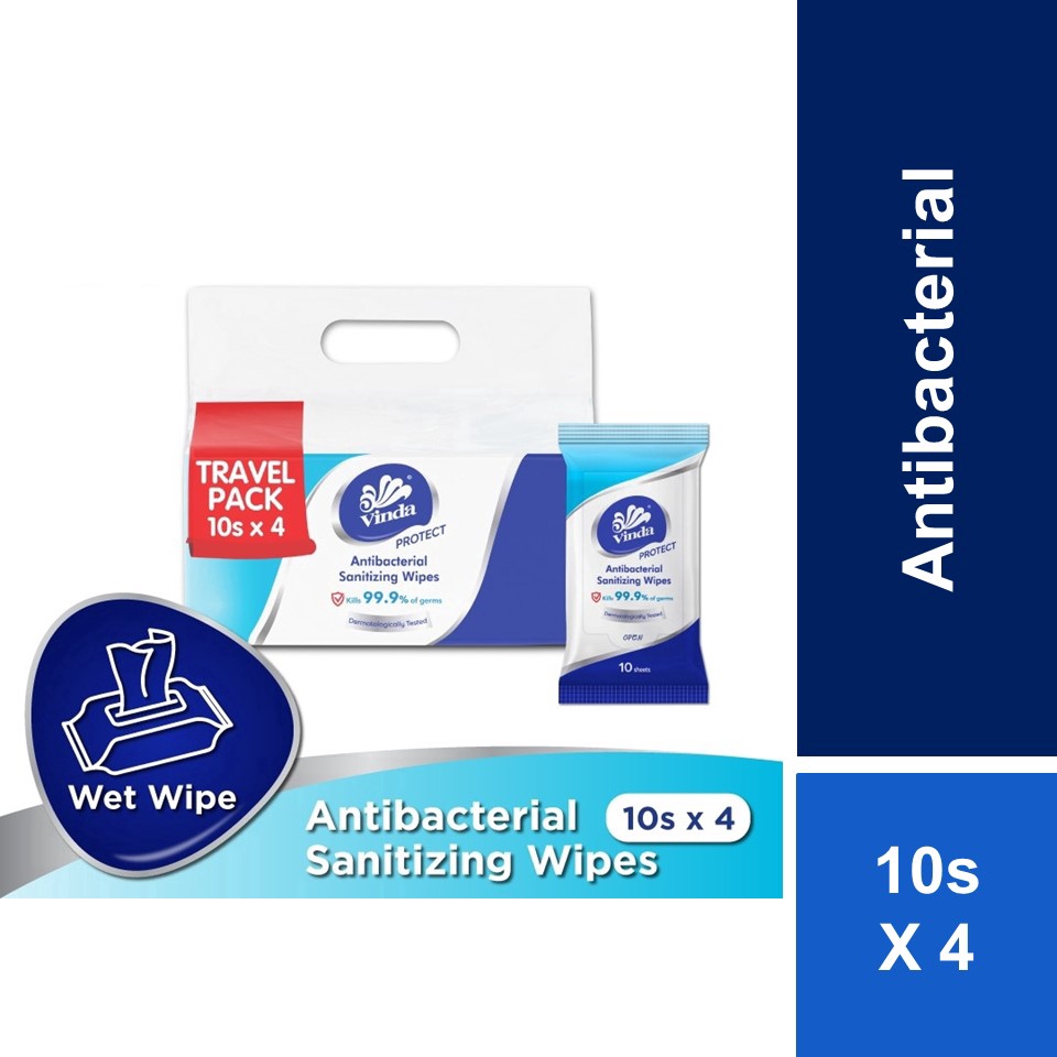 Vinda Protect Antibacterial Sanitising Wipes 4 x 10s Shopee Malaysia