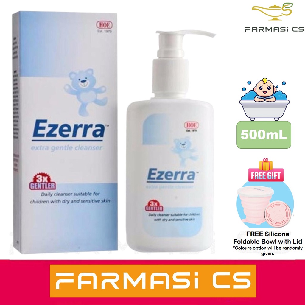 EZERRA Extra Gentle Cleanser 500mL FREE Silicone Foldable Bowl EXP04/