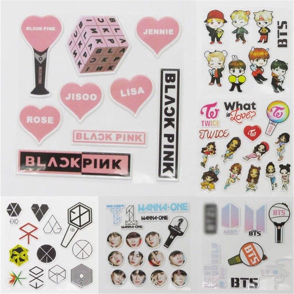 kpop bubble stickers bts exo twice wanna one black diy pink phone