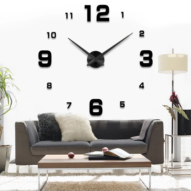 Fashion Acrylic DIY Self Adhesive Interior Wall Creative Home Decoration Clock 
