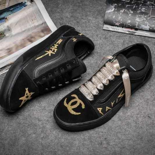 chanel black and gold sneakers