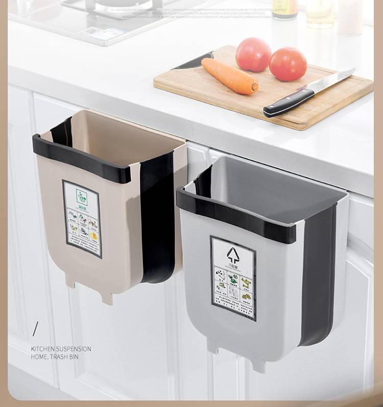 [Large Size] Kitchen Foldable Dustbin Wallmounted Rubbish Trash Basket Aston