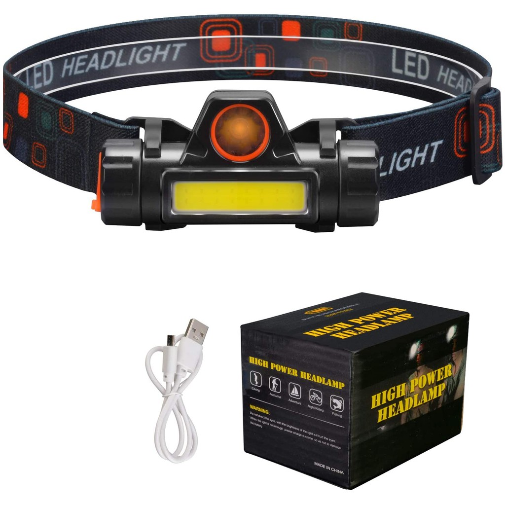 LED Headlamp Rechargeable Multifunctional Waterproof Powerful USB ...