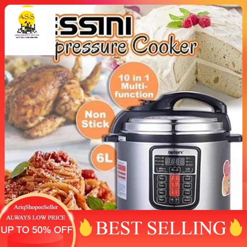 DESSINI Periuk Nasi Viral 6L/8L ELECTRIC PRESSURE COOKER ALUMINUM NON STICK POT MULTI FUNCTION PRE PROGRAMMED 6.0