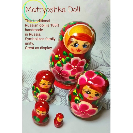 Matryoshka Doll Handmade in Russia (5 in 1) Unique Rare Limited Perfect as Gift, Toy, Home or Office Decor