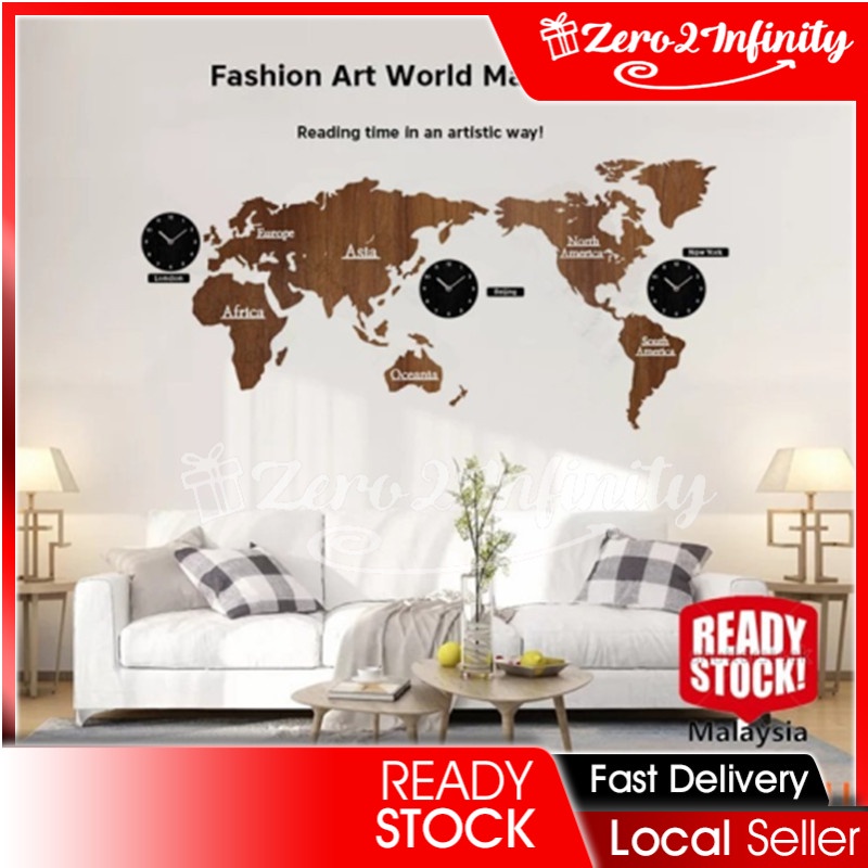 Wooden World Map Eu Z2I】Timelike Modern European Style Wooden World Map Wall Clock | Shopee  Malaysia