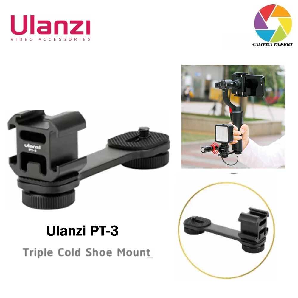 Ulanzi PT-3 Triple Cold Shoe Mounts Plate Microphone | Shopee Malaysia