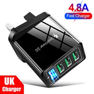 4 USB Quick Charger 3.0 USB Mobile Phone Charger/Qc 3.0 Fast Travel Wall Charger/Uk Plug Adapter