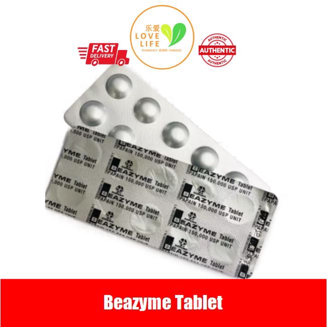 Beazyme PAPAIN 150,000 U Tablets 10'S Ubat Surut Bengkak EXP12/2023