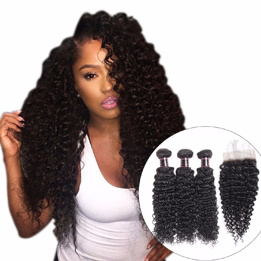 8 14inch 100 Human Hair Weave 3 Bundles With Closure Brazilian