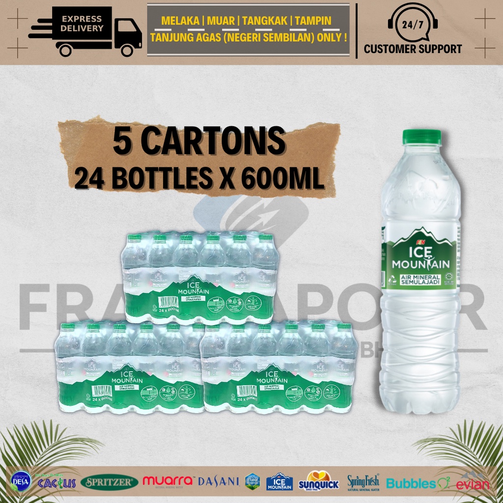 Ice Mountain Mineral Water 5 Carton (120 x 600ml) with EXPRESS DELIVERY