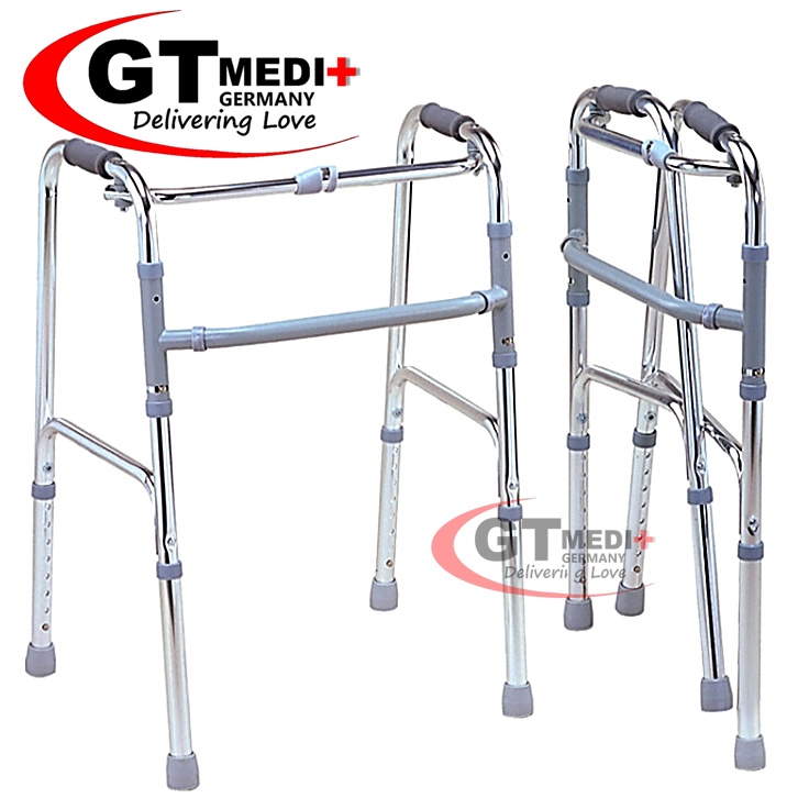 【Height Adjustable】Pulley Quad Cane Walker Crutch Aid Mobility Stick / Tongkat