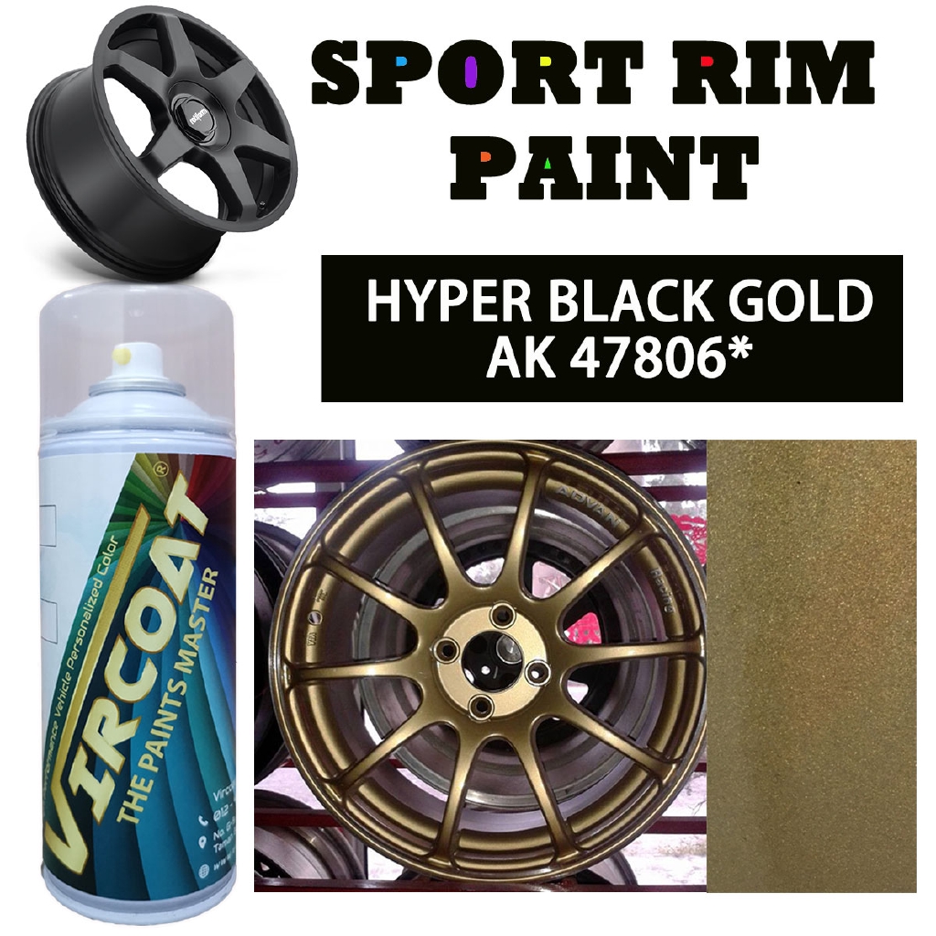 Vircoat Aerosol Spray 2k Paint Car Body Motor Sport Rim Touch Up Paint Hyper Black Gold Shopee Malaysia