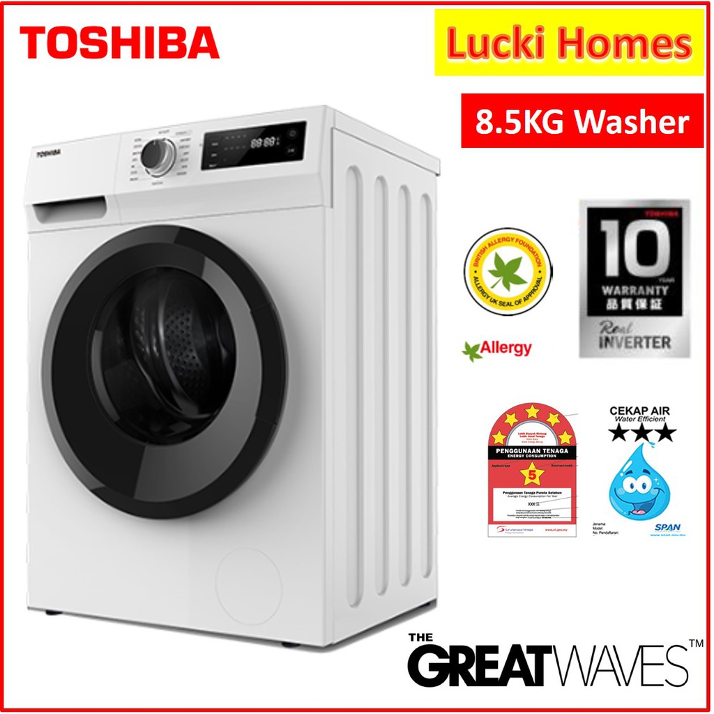 Toshiba 8.5KG Front Load Real INVERTER Washing Machine Washer TW