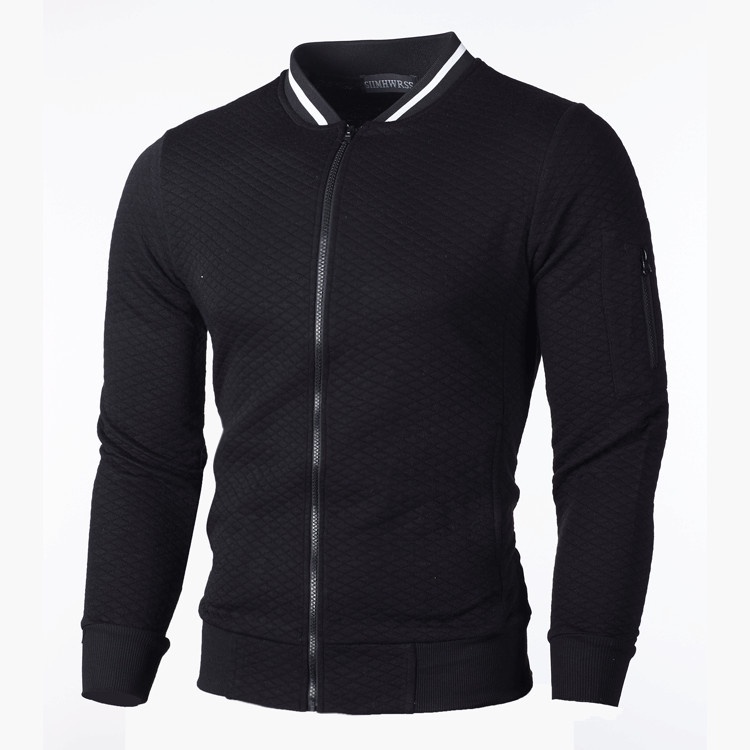 New sweater zipper stand collar long-sleeved jacket men's plaid solid color multicolor fashion casual cardigan