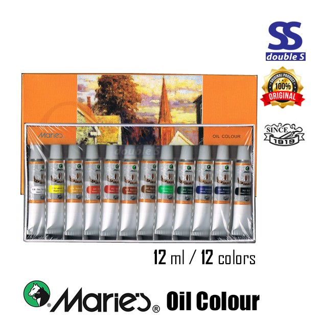 Maries Oil Paint Colour 12Colour/12ML/Oren packing Shopee Malaysia