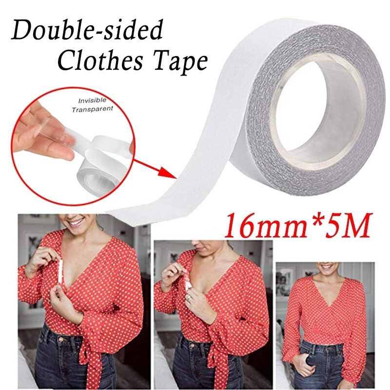 HEALLILY 2 Pcs 5M Clothing Clear Tape Double Sided Clothing Skin Tapes Privacy Protection Bra Tape Sticker for Women Ladies 