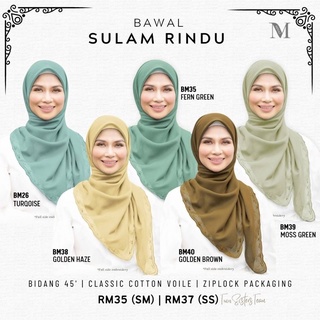 READY STOCK Tudung Bawal Plain Sulam Rindu Minaz Hijab Premium Classic ...