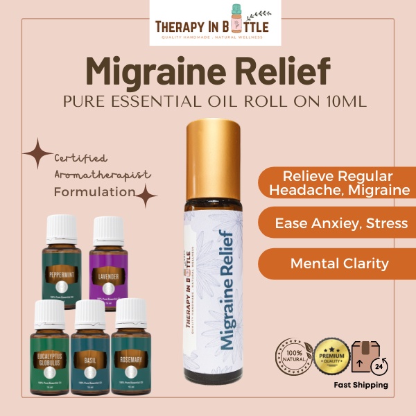 Migraine Relief Essential Oil RollOn 10ml Roller Blend Pure