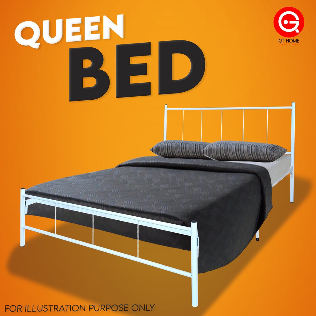 shopee: READY STOK Katil Double/Powder Coat Metal Double Bed Frame / Katil Hostel/ Queen Bed Frame (0:0::;0:0::)