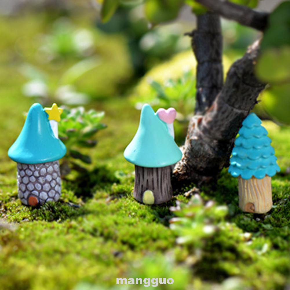 3Pcs Micro Landscape Decoration Small Houses Handicraft Gift Garden Ornaments ZY
