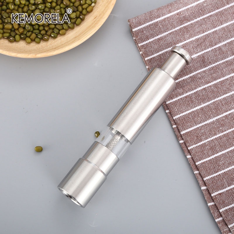 KEMORELA Thumb Push Pepper Mill Customization Portable Salt Grinder Cereals Herb Pepper Spice Adjustable Grinding Kitchen Tools