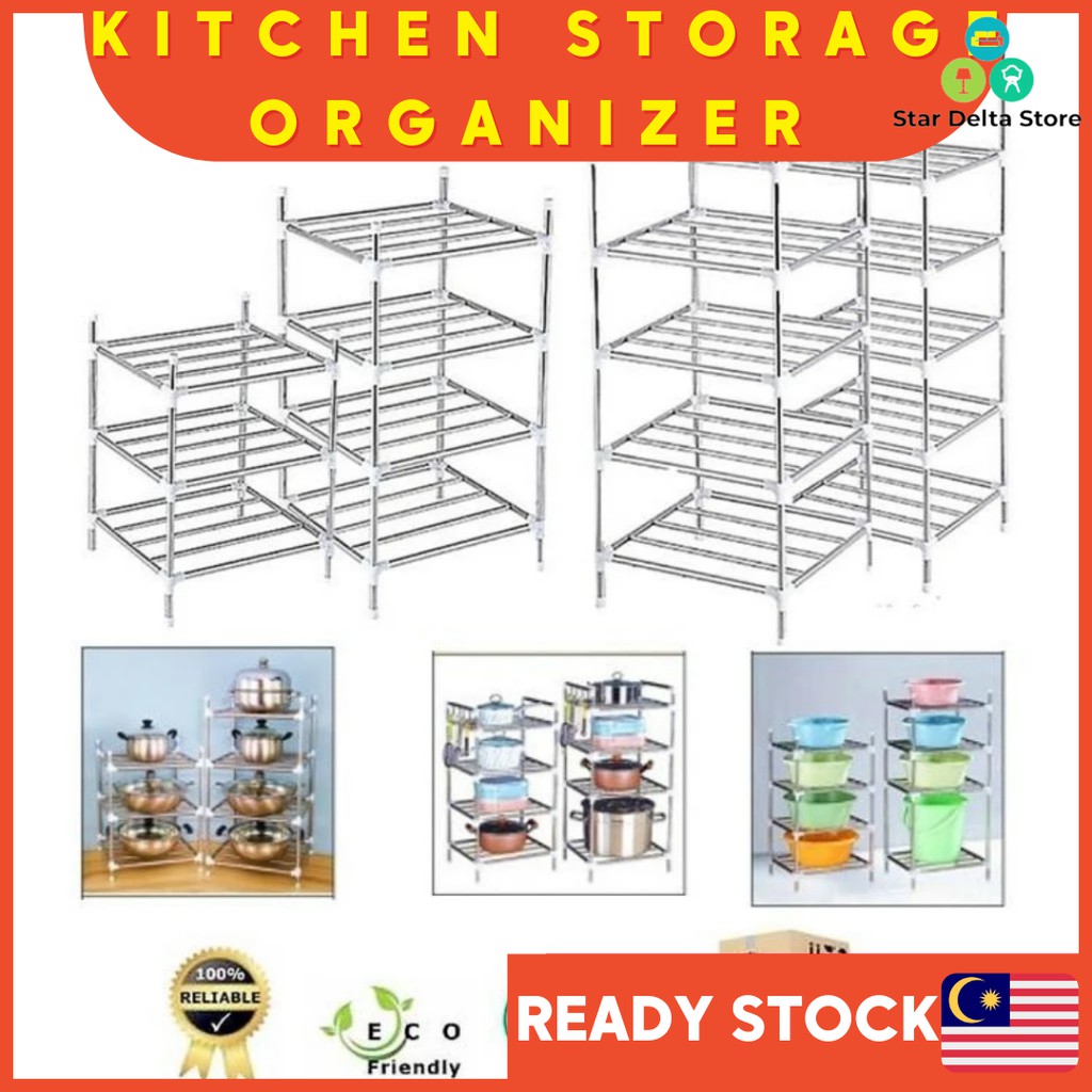 Buy Rak Simpan Barang Dapur Bertingkat Jimat Ruang Multi Tier Function Stainless Steel Storage Kitchen Shelf Organizer Rack Seetracker Malaysia