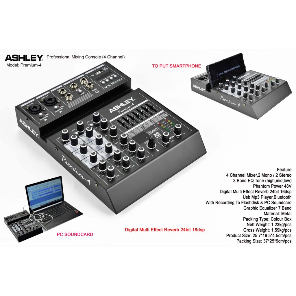 Original Ashley Premium 4 Channel Usb Pc Recording Soundcard Bluetooth ...