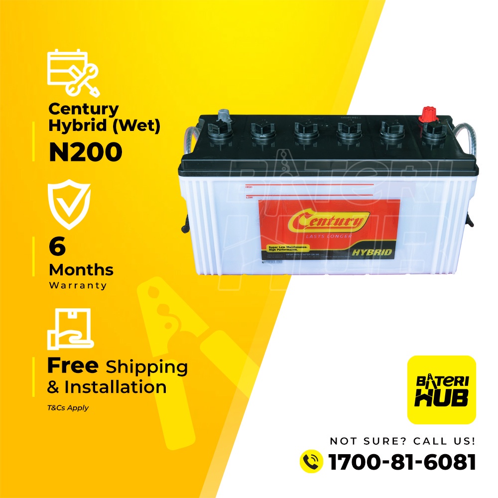 [ N200 Century Hybrid WET ] Car Battery Bateri Kereta Lorry Battery