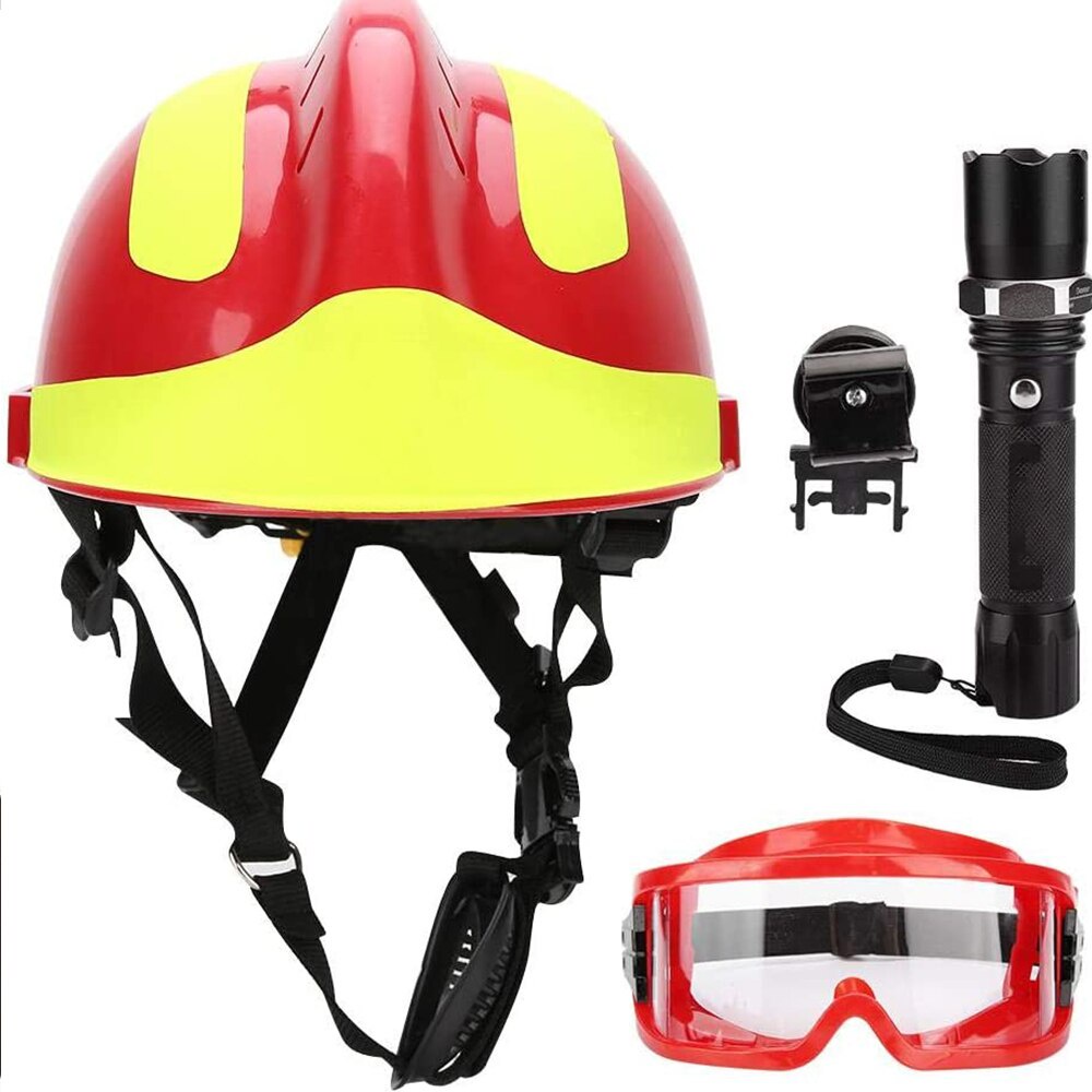 Fireman Helmet Rescue Crash Helmet Goggles Flashlight Fire Protection