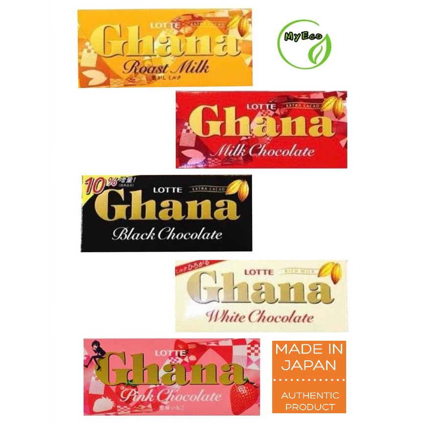 Lotte Ghana Chocolate (Roast Milk / Milk Chocolate / Black Chocolate / White Chocolate / Pink