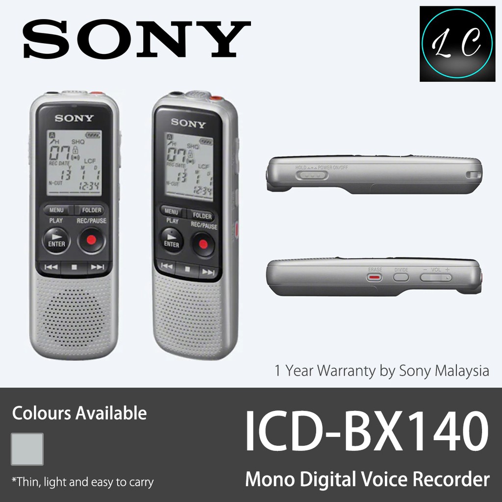 SONY ORIGINAL ICD-BX140 BX SERIES BX140 MONO DIGITAL VOICE RECORDER WITH BUILT IN 4GB MEMORY &amp; 300MW SPEAKER