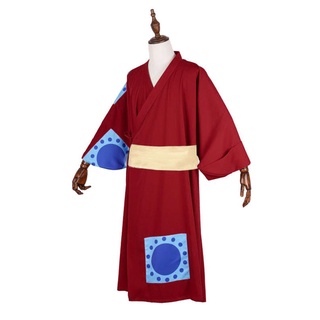 One Piece Cosplay Costume Monkey D. Luffy Red Kimono Robe Full Suit ...