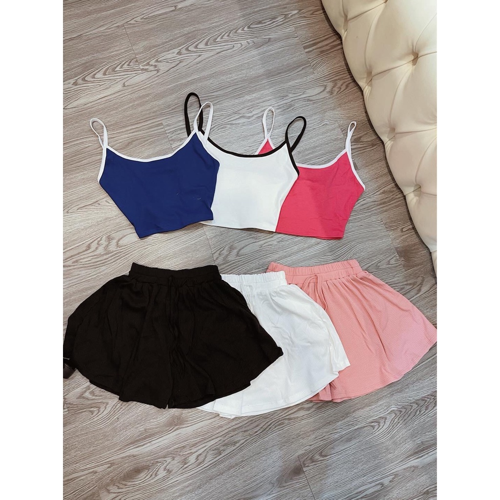Set 2-strap crop top + skirt + HT98-SHOP