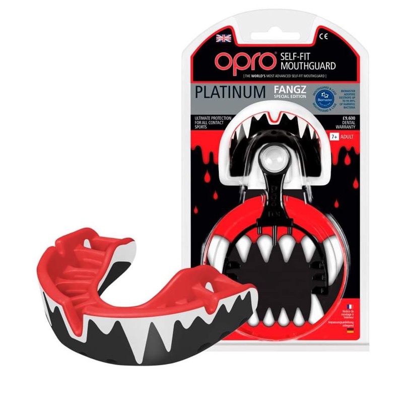Opro Self-Fit Gen4 Mma Martial Art Hockey Rugby Boxing Mouthguard Platinum Fangz 