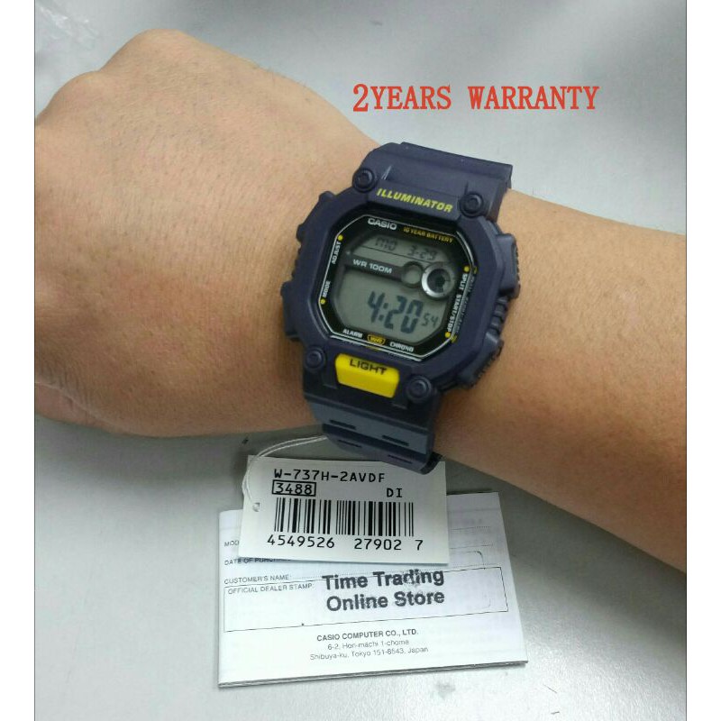 Casio W-737H-2AV [2YEARS WARRANTY] Men Youth Digital Sports W-737H-2AVDF W- 737H | Shopee Malaysia