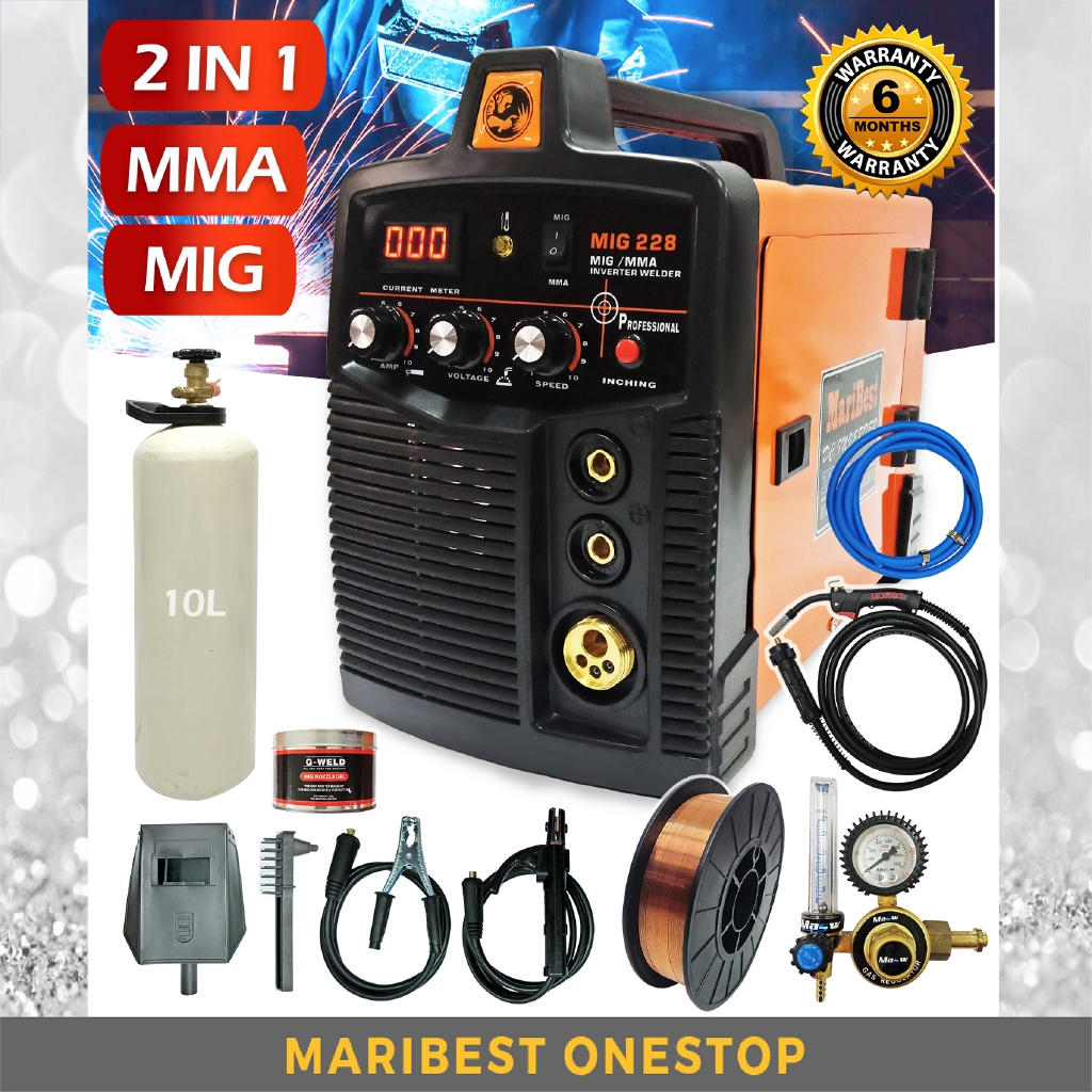 Maribest Professional 2 In 1 Mig Mma Welding Machine With Accessories Mig 228 Igbt Gas Welding Arc Welding Shopee Malaysia