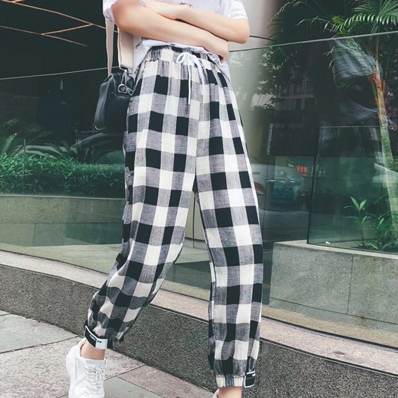 plaid jogger pants womens