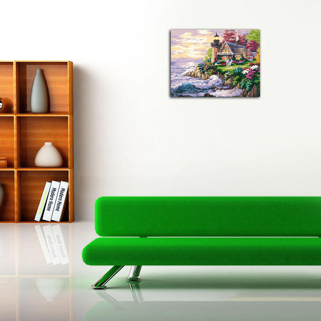 Diy Cabin Oil Painting Numbers Acrylic Drawing On Canvas Home