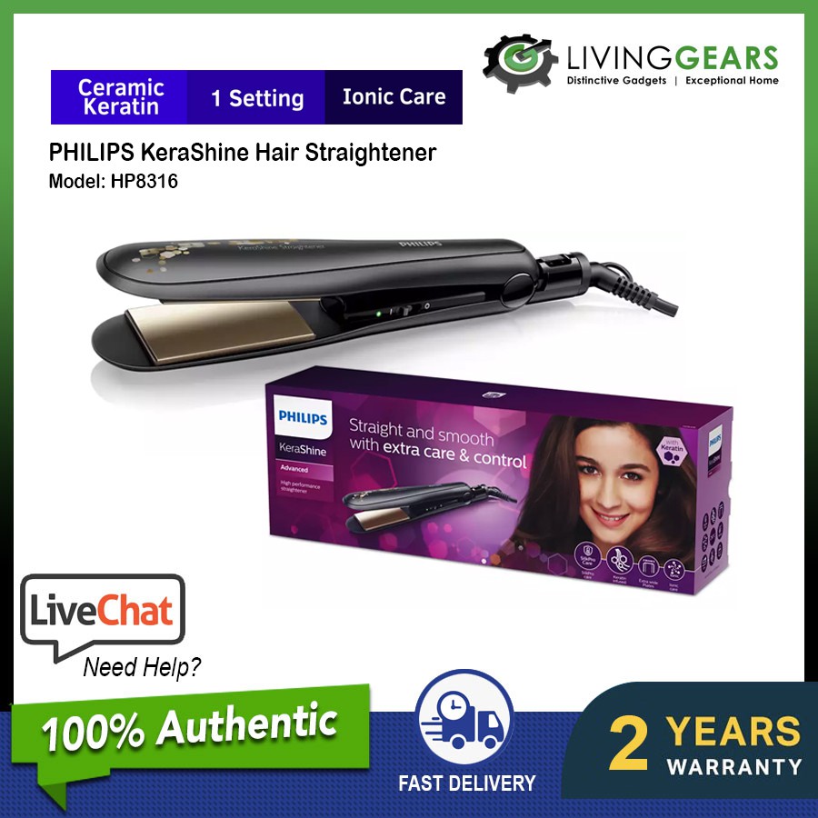 Philips Straight Care Vivid Ends KeraShine Hair Straightener HP8316/00  (HP8316) | Shopee Malaysia