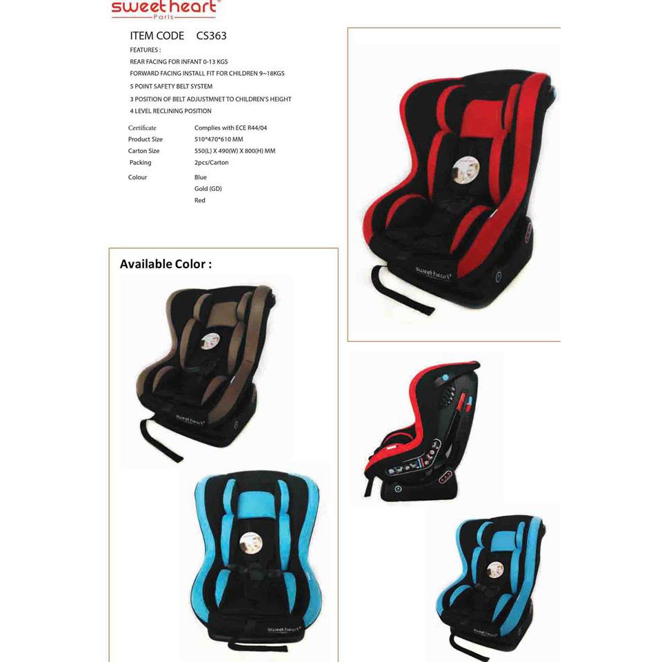 Sweetheart Paris Carseat Cs363