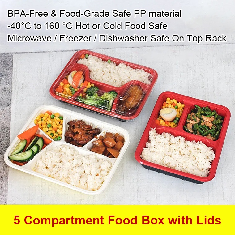 Meal Prep Containers 3 Compartments 50 pack, Divided Food Storage Containers with Lids, Lunch