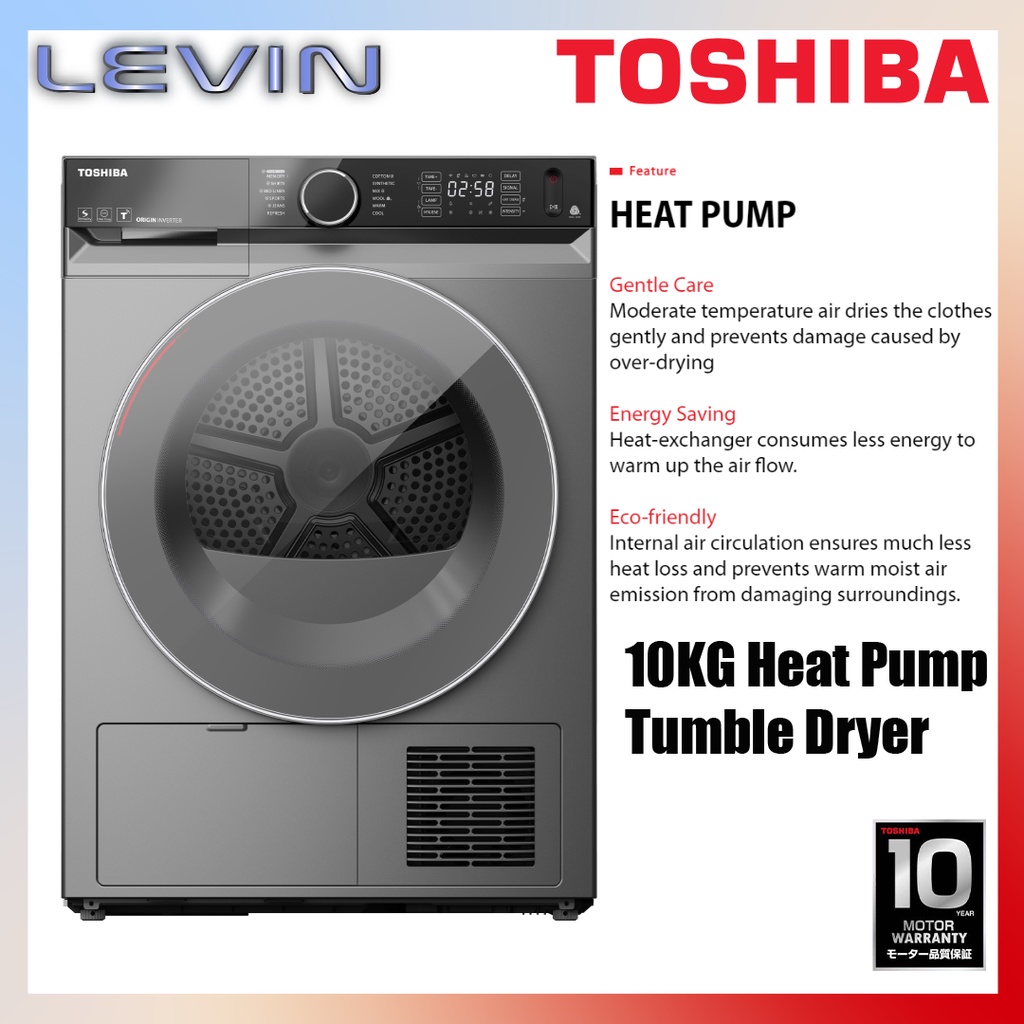 [NEW]Toshiba Heat Pump Tumble Dryer 9KG / 10KG Anti Crease Smart