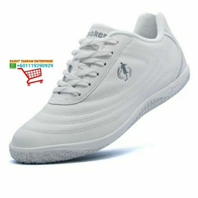 Breaker Futsal BK-30 | White PU Leather Shoe Futsal Shoe Training Shoe School Shoe Formal Shoe 