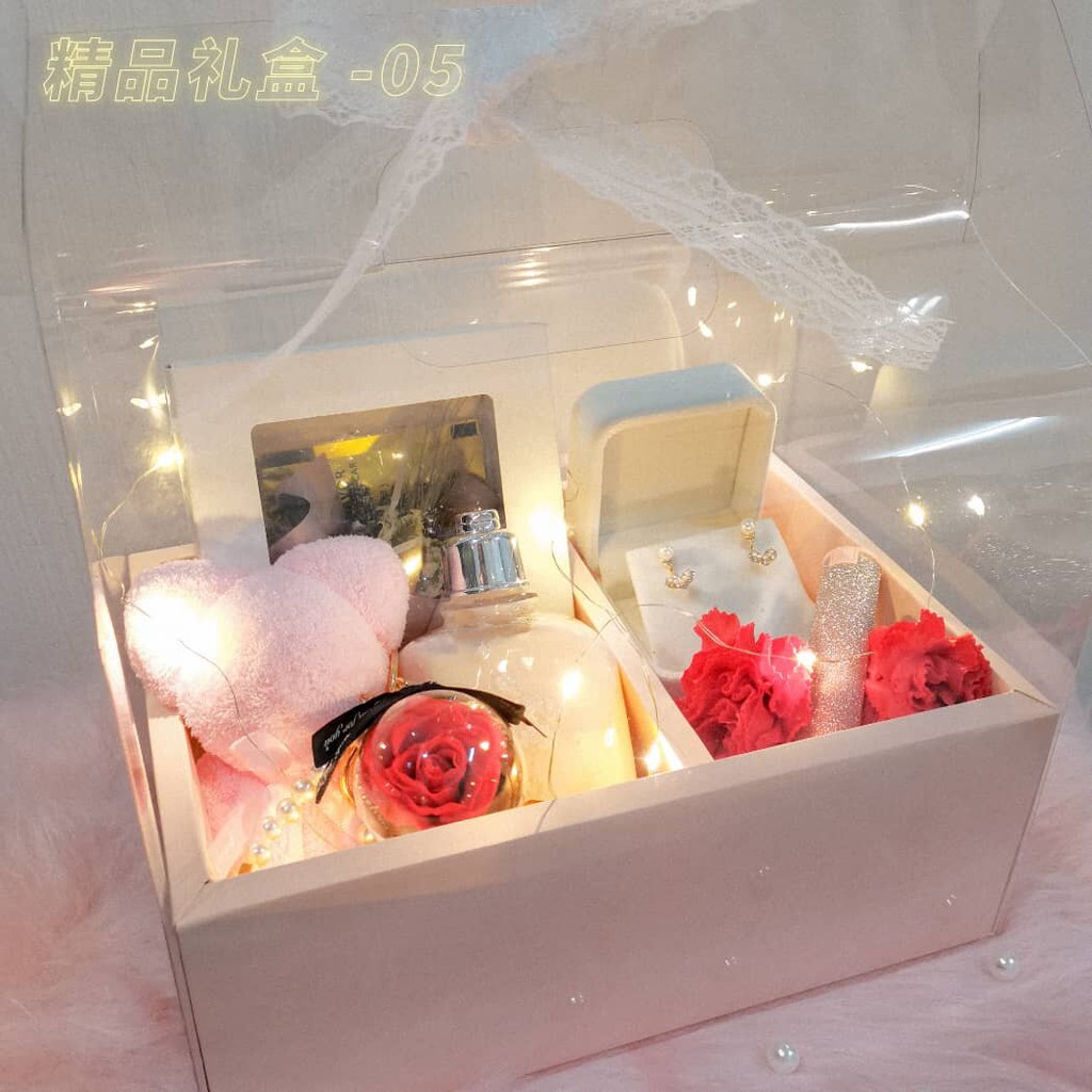 Ready Stock Ins风潮 精品礼盒 05 永生花 高档耳环 滋润护唇膏 樱花味护肤乳 车内香水花束 Mom S Day Shopee Malaysia