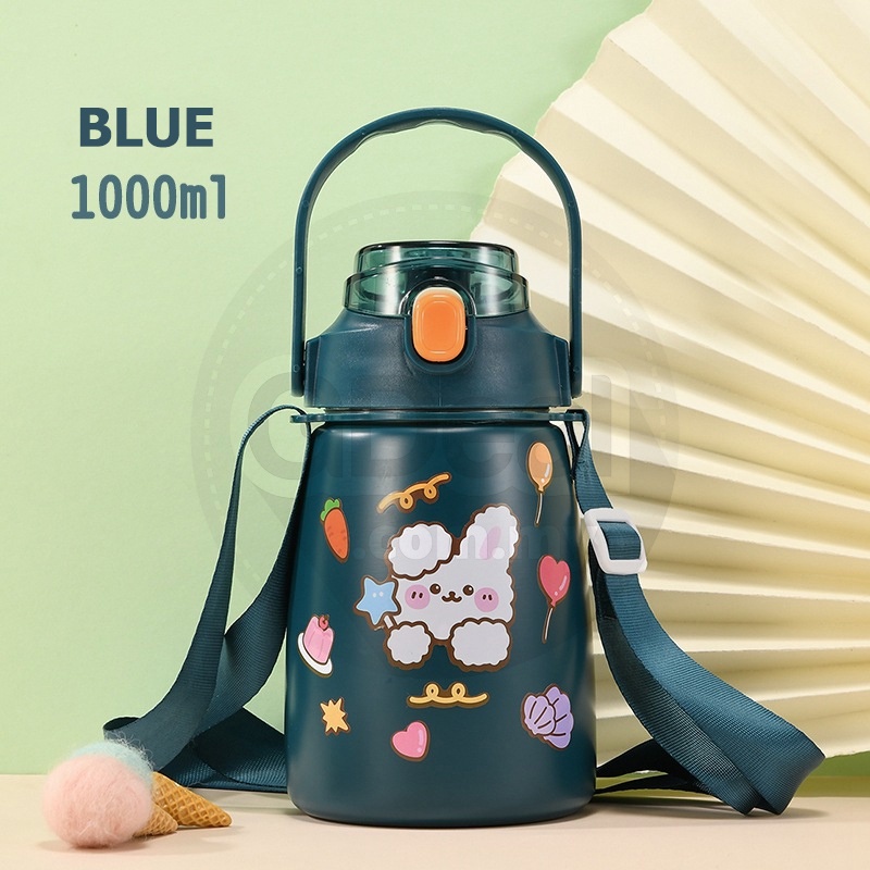 GDeal 1000ML Children Cute Water Bottle Flask Kids Stainless Steel Water Cup Outdoor Sports Cup