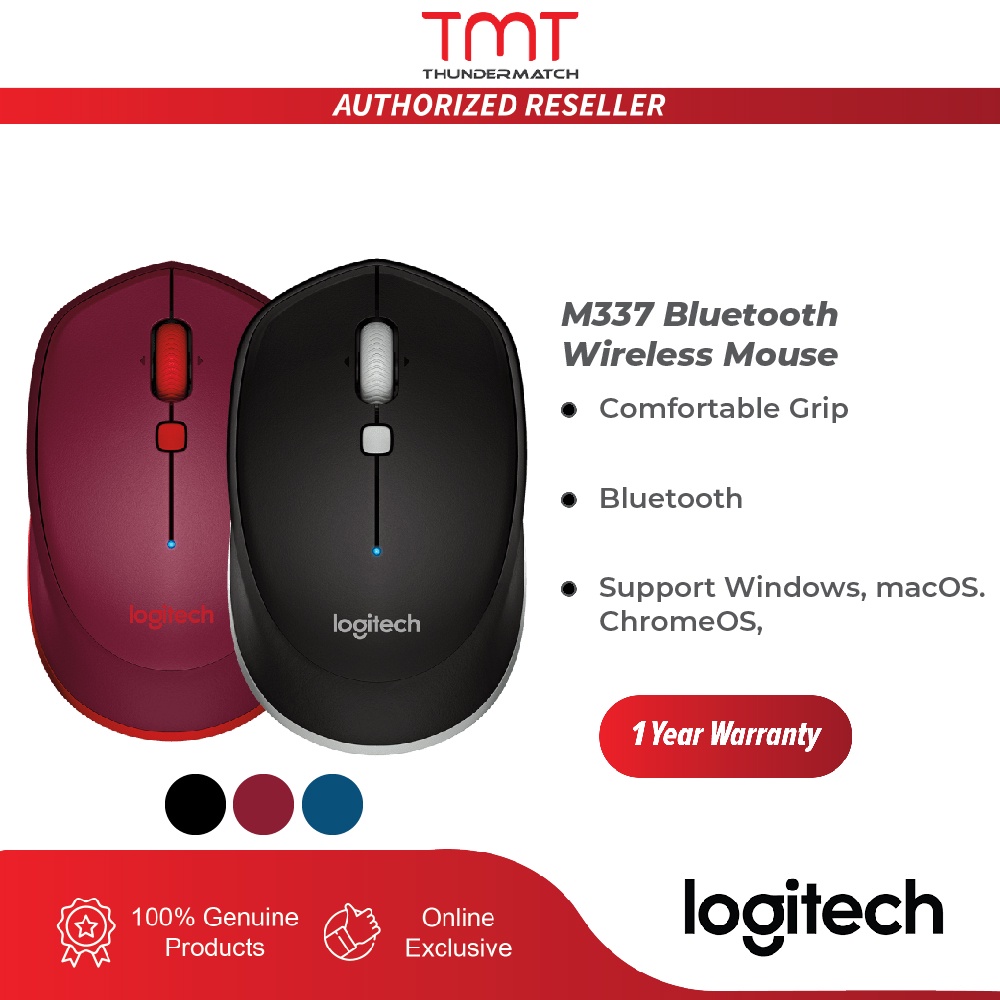 Logitech M337 Bluetooth Mouse Black Blue Red Shopee Malaysia