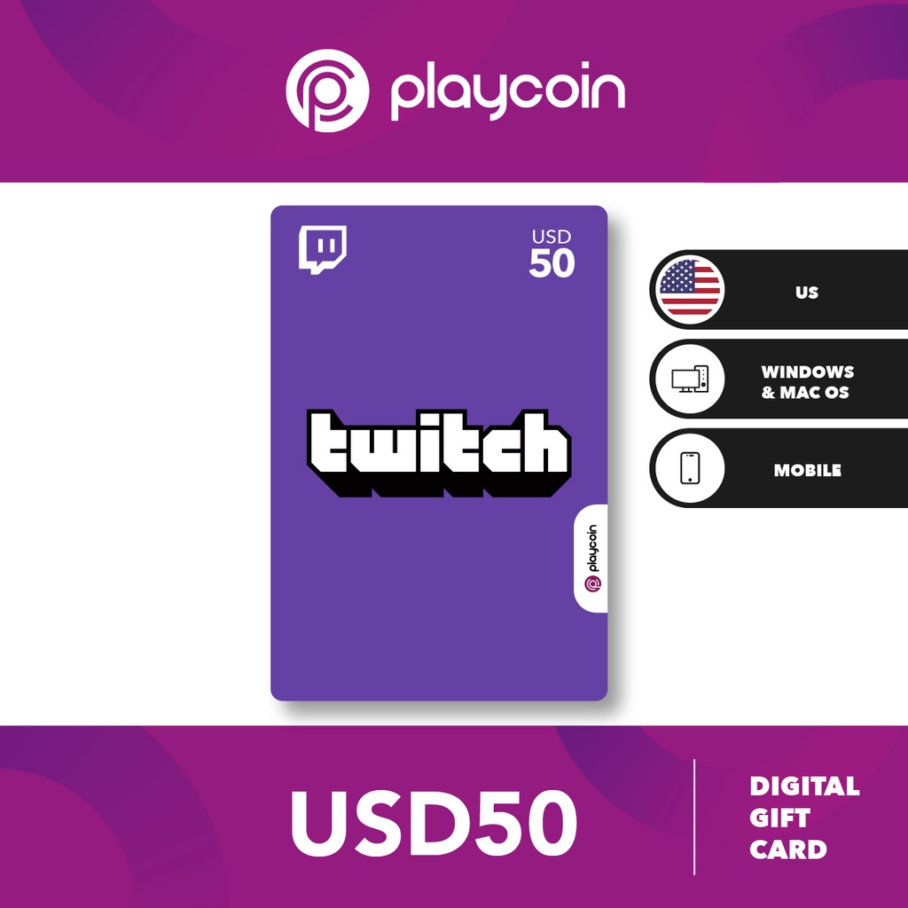 15 Mins 24 7 Delivery Via Whatsapp Twitch Gift Card Us Region Usd 50 Playcoin Shopee Malaysia